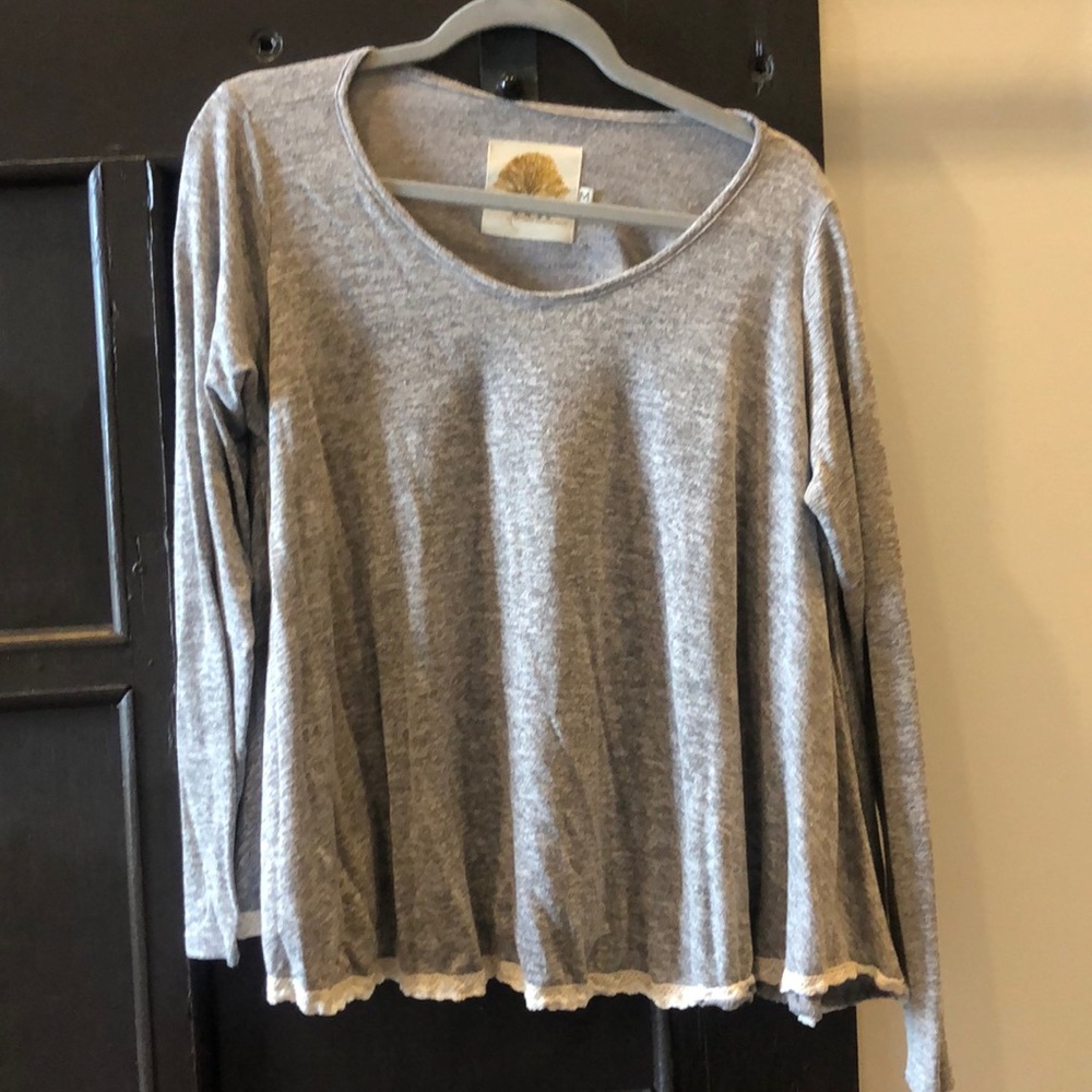 Boutique gray with lace trim top